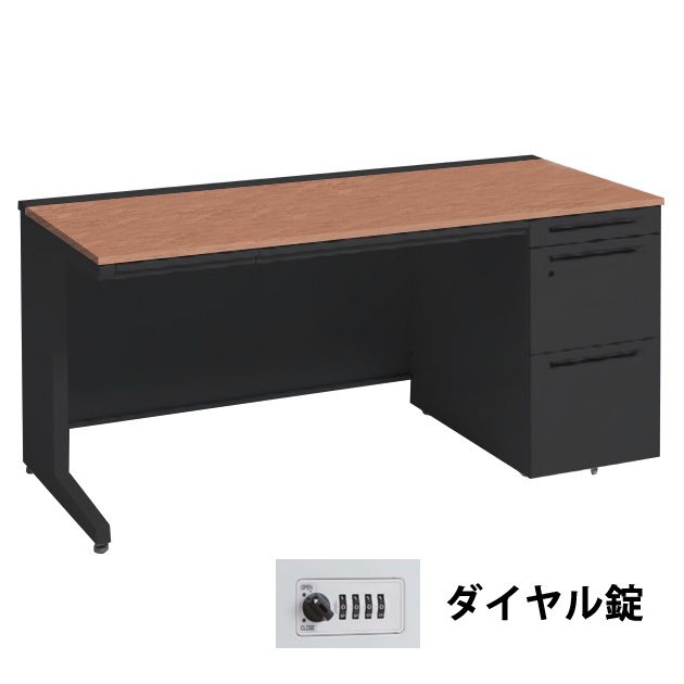 3V1YAG-MK58 オカムラ アドバンス 右片袖1500幅 本体ブラック ダイヤル錠 天板ネオウッドミディアム