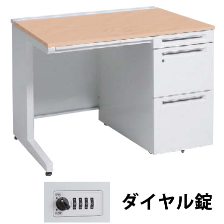 3V1YAL-MK54 オカムラ アドバンス 右片袖1000幅 本体ホワイト ダイヤル錠 天板ネオウッドライト