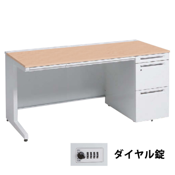 3V1YAG-MK54 オカムラ アドバンス 右片袖1500幅 本体ホワイト ダイヤル錠 天板ネオウッドライト