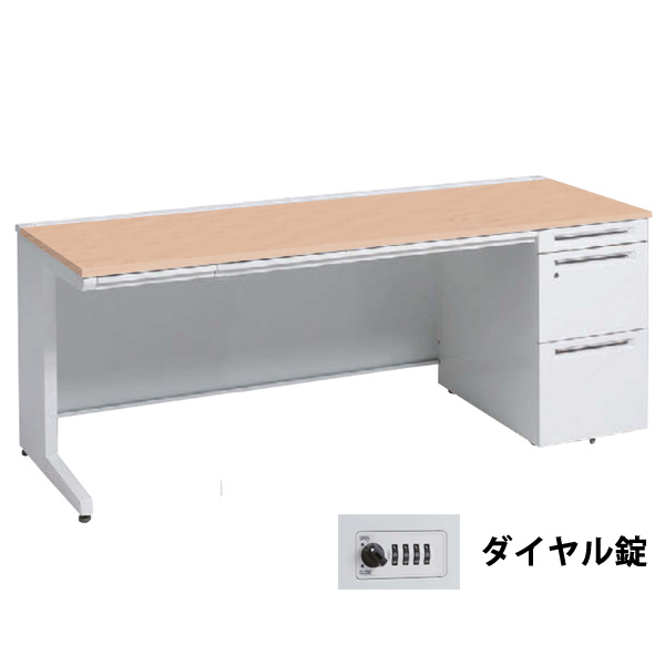 3V1YAE-MK54 オカムラ アドバンス 右片袖1800幅 本体ホワイト ダイヤル錠 天板ネオウッドライト