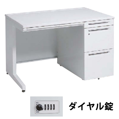3V1YAK-MK28 オカムラ アドバンス 右片袖1100幅 本体ホワイト ダイヤル錠 天板ホワイト