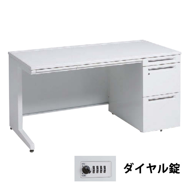 3V1YAH-MK28 オカムラ アドバンス 右片袖1400幅 本体ホワイト ダイヤル錠 天板ホワイト